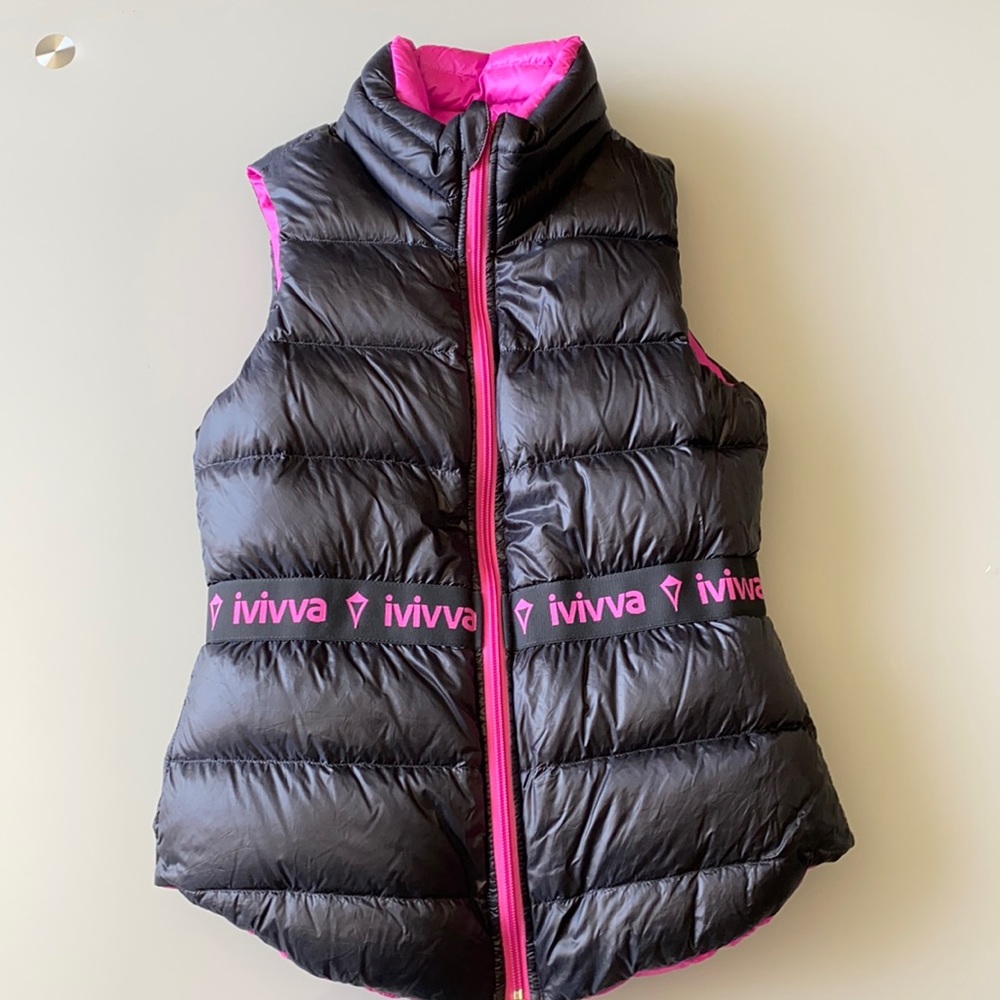 Ivivva Black & Hot Pink Puffer Vest